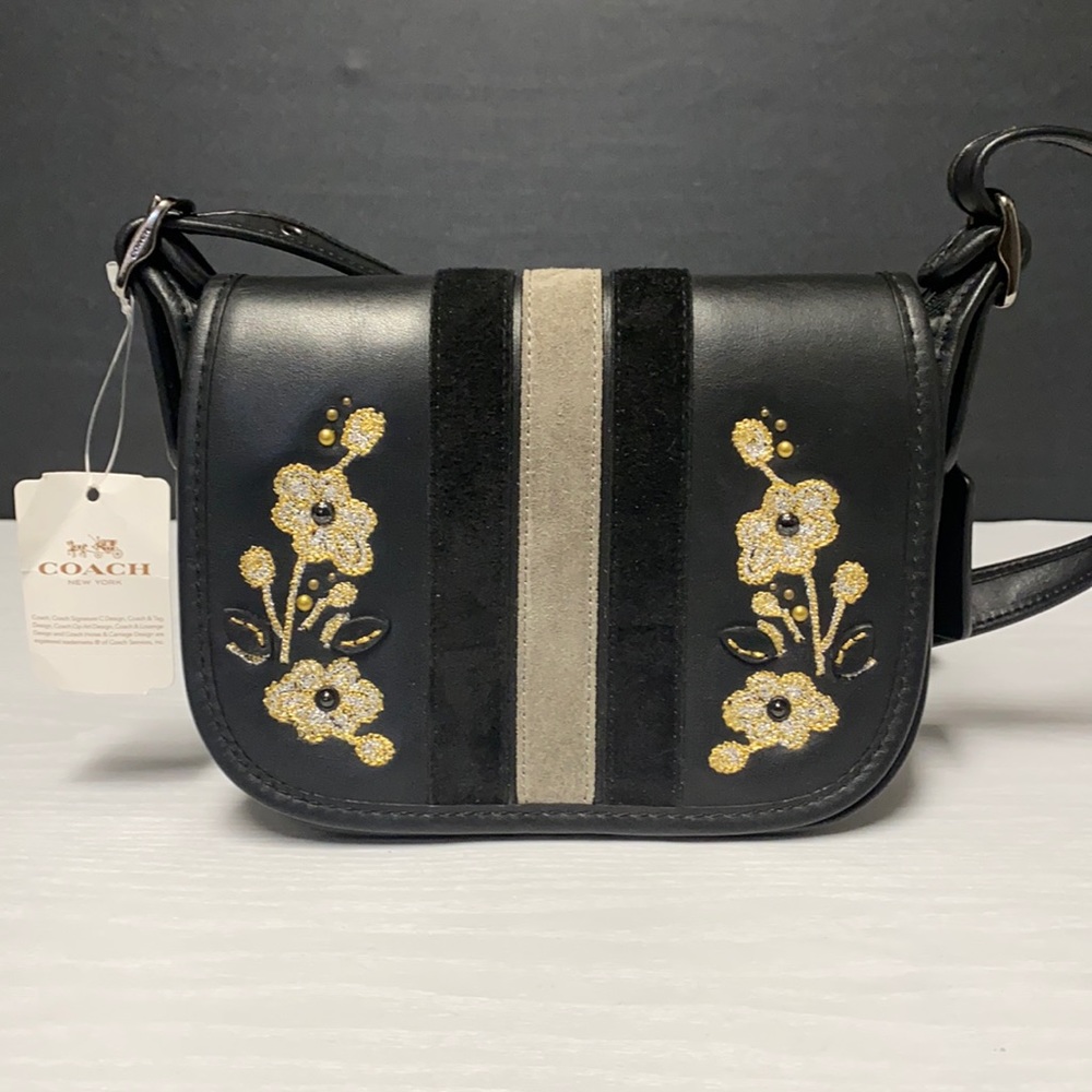 NWT Embroidered Coach Crossbody